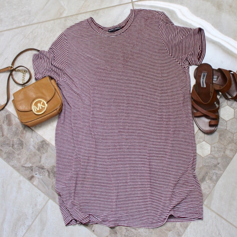 Burgundy Striped Tshirt Dress