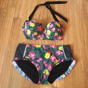 Two piece halter bathing suit