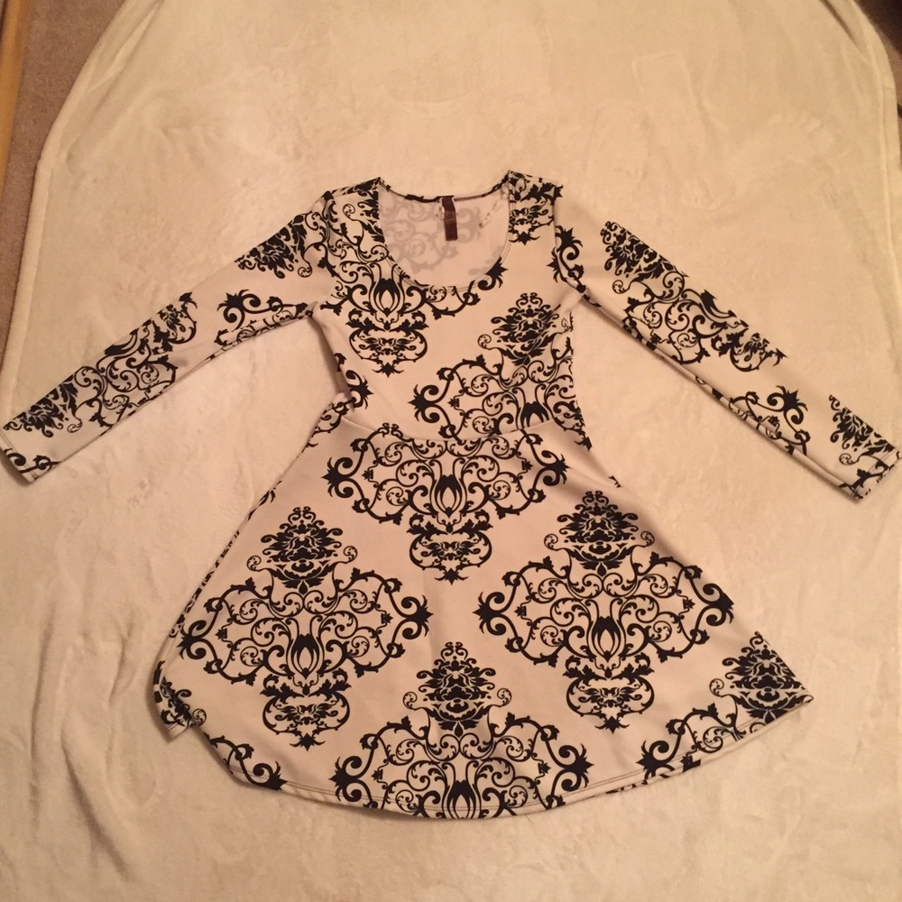 Black and white fit and flare mini dress