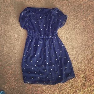 Navy blue flowy floral dress for sale!