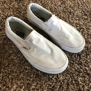 Preworn white slip on vans