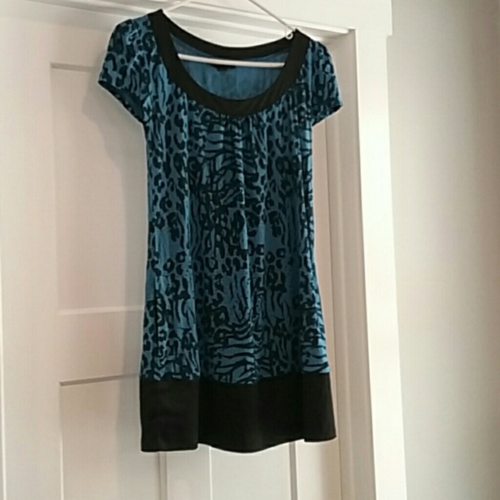 Blue and black printed dress