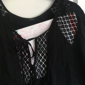 Forever 21 Black Tunic w/ Lace Chest and Shoulders