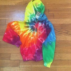 NWT, size small (2T-3T) tie dye rhinestone zip-up