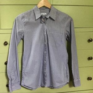 Steven Alan Navy &White Striped Reverse Seam Shirt