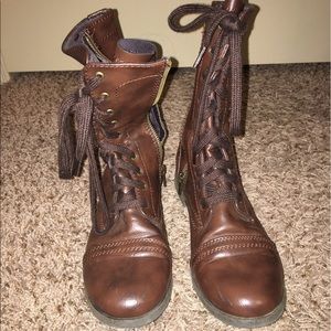 Faux-Leather Combat Boots