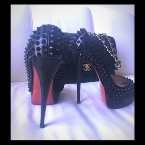 Christian Louboutin Lady Peep Spiked Shoes