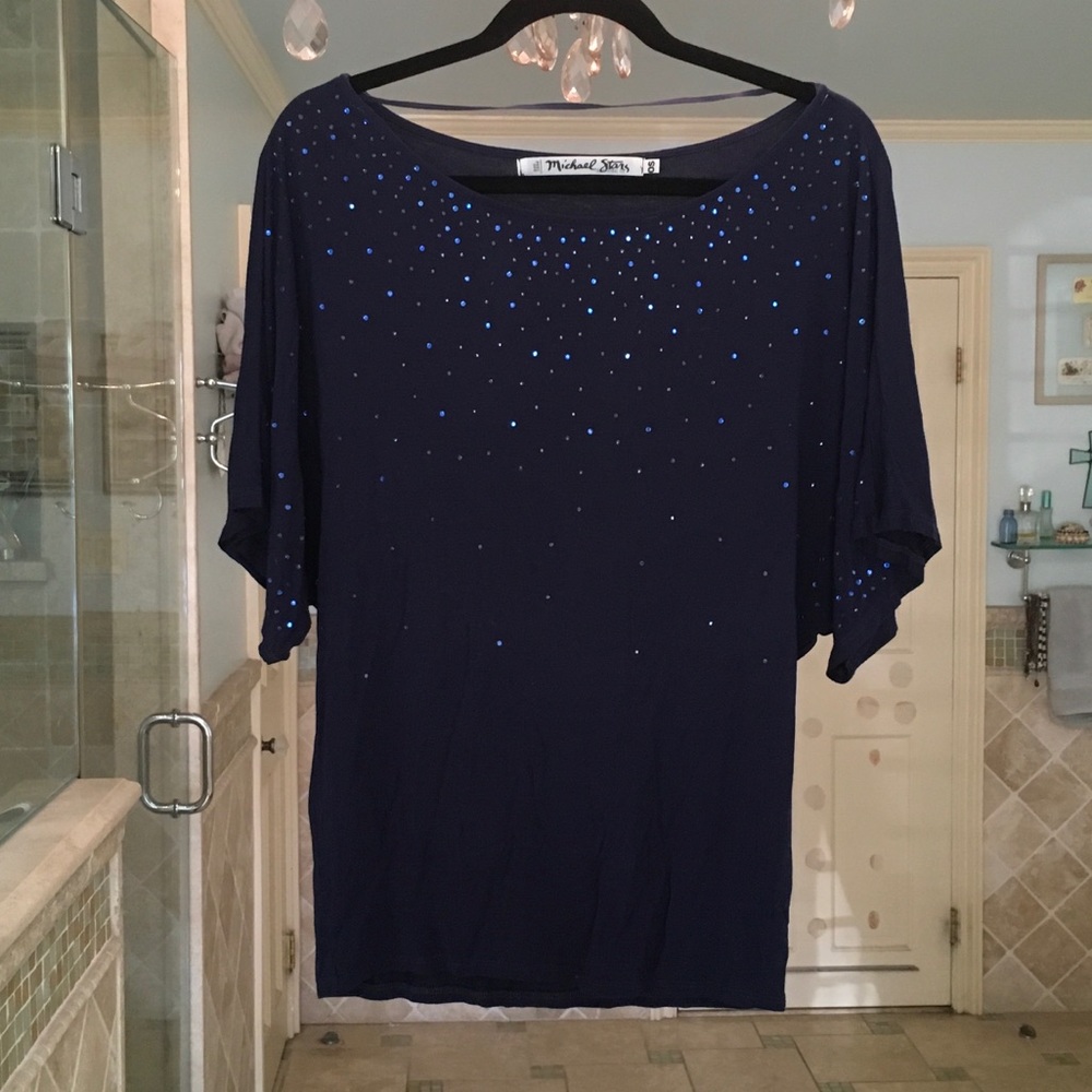 Michael Stars Navy Sparkle Tee - Picture 2 of 7