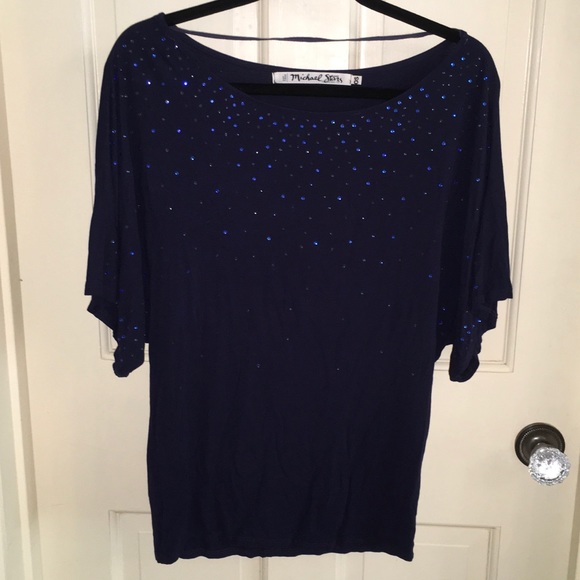 Michael Stars Navy Sparkle Tee - Picture 4 of 7