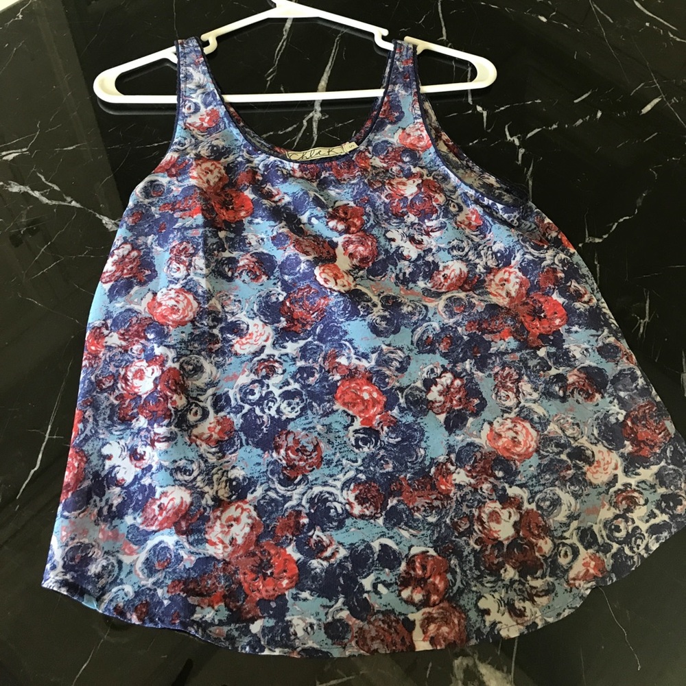 Floral silk tank with open back