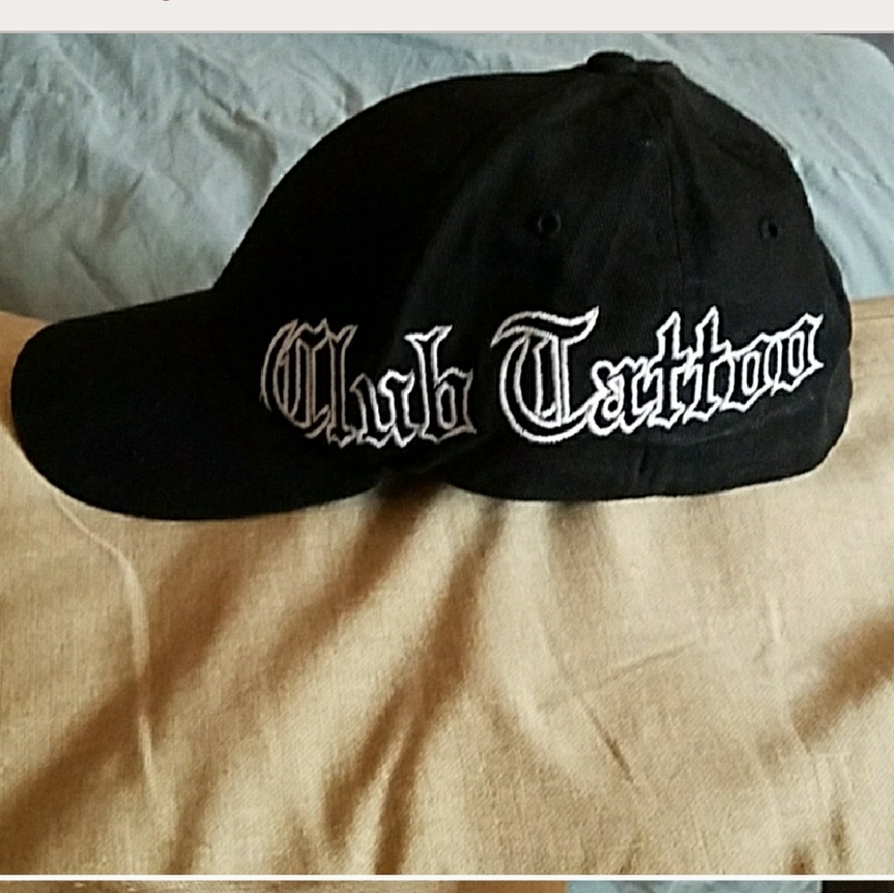 Authentic Club Tattoo flexfit S/M black hat! NWOT!