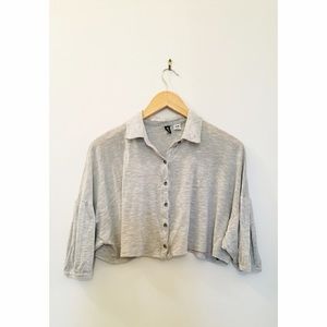 Urban Outfitters Grey Oversized Crop Tee