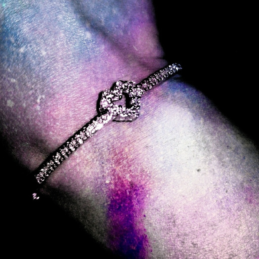 🛍️White Topaz🛍Sterling/White Gold Heart Bracelet