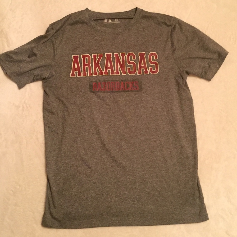 Grey dri fit Arkansas Razorback shirt