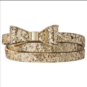 Mossimo Gold and Silver Glitter Bow belt sz L & XL