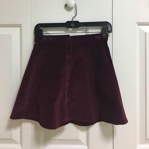 Brandy Melville maroon corduroy button down skirt