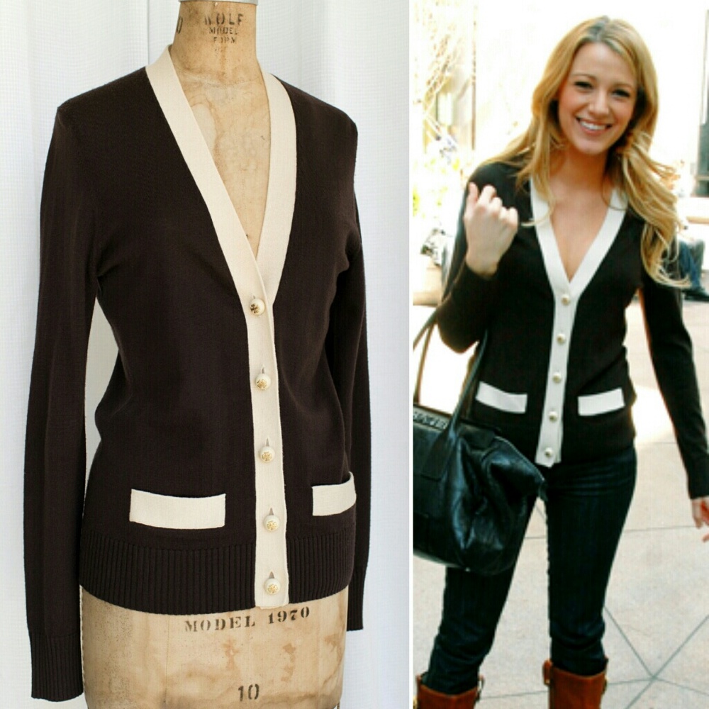 Tory Burch Liz Cardigan in Coconut & Ivory