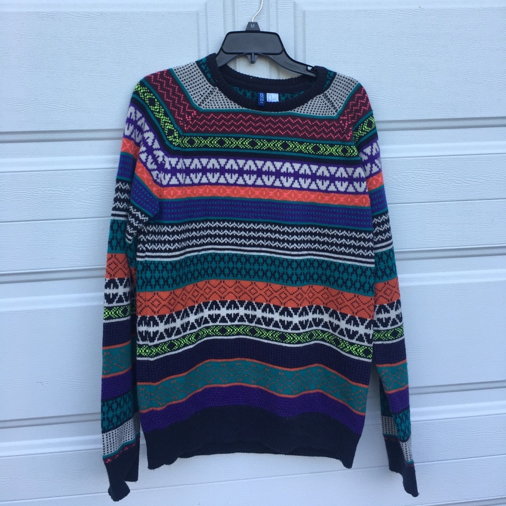 Men's crazy colored and patterned sweater MEDIUM