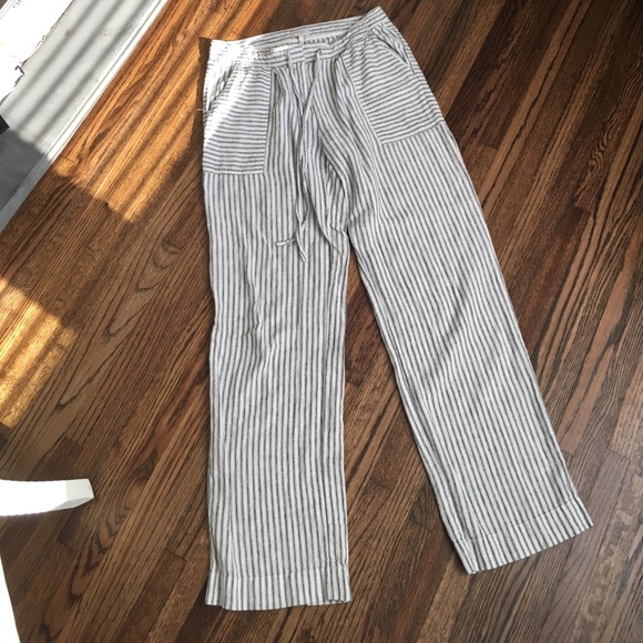 women's striped linen pants