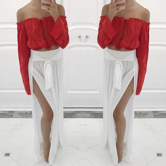 SOLD OUT ❌ Eli White Slit Skirt - Picture 5 of 6