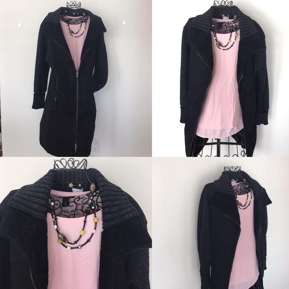 Black Jacket with leather designer collection