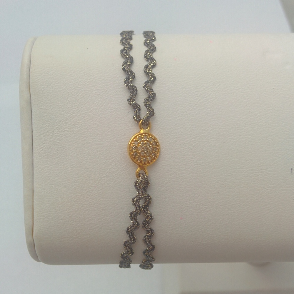 Gold Paved Diamond Center & Ribbon Bracelet