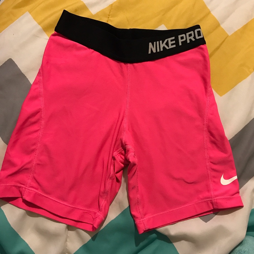 Pink and black Nike pro spandex shorts dry fit