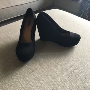 Faux suede wedge heels
