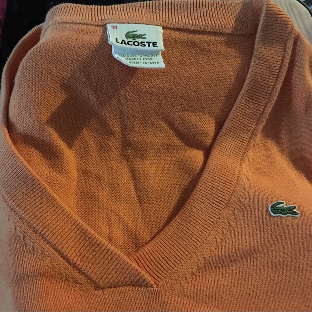 Orange Lacoste vneck ladies sweater