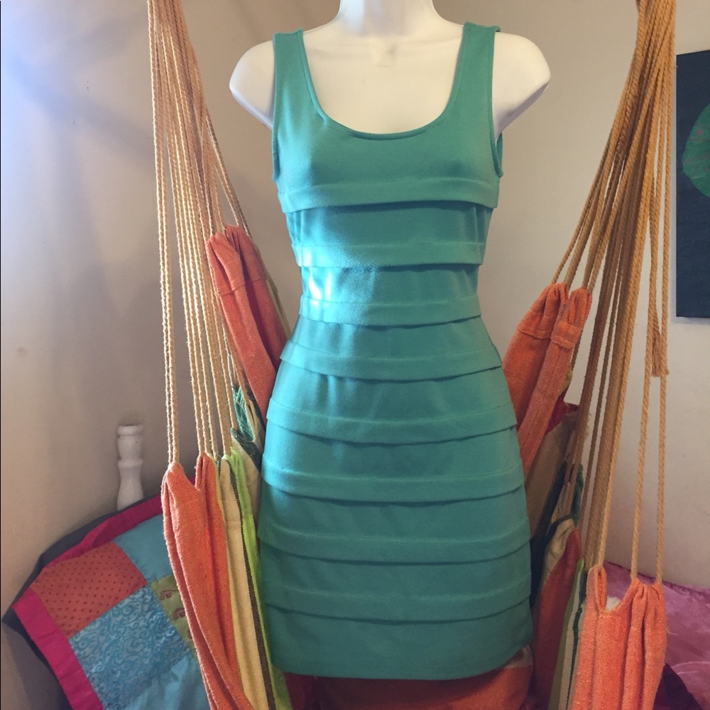 Teal Knee length dress