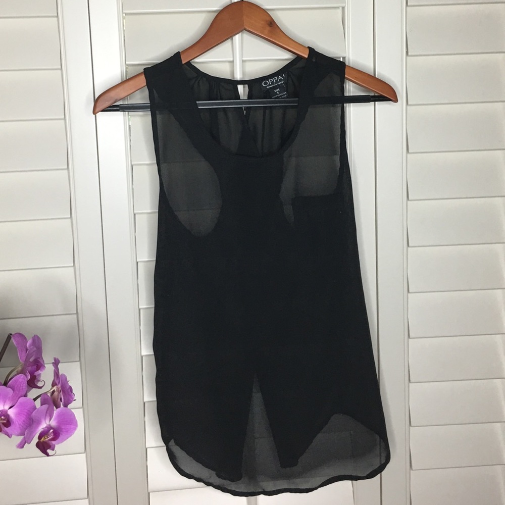 Size S Black Sheer Top from OPPA!  Peekaboo back.