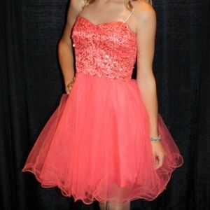 Coral sequined cocktail dress size 0