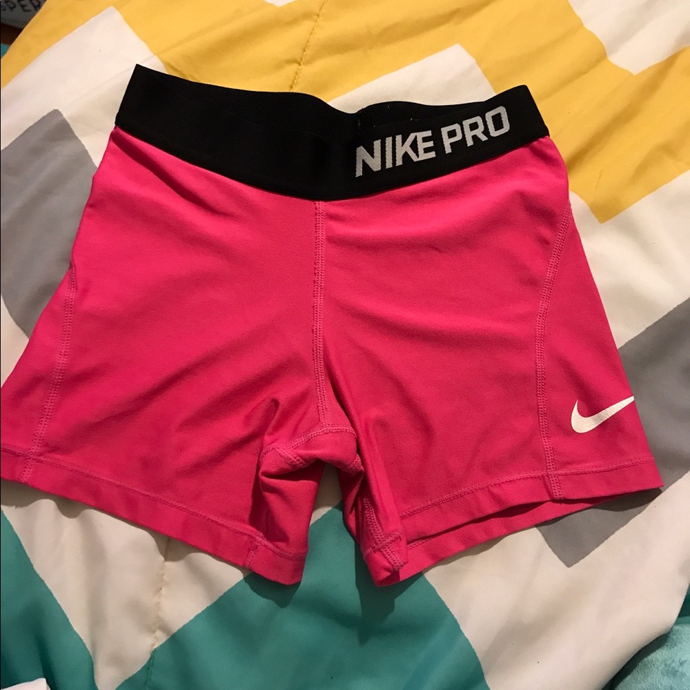 Pink and black Nike pro dry fit Spandex Shorts