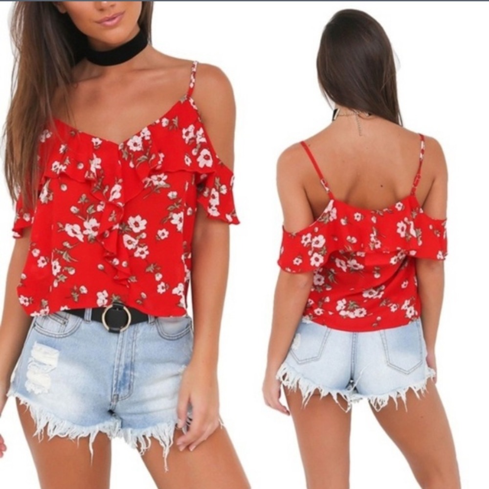 Red Floral Top