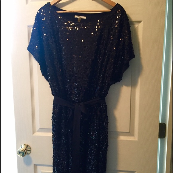 Gorgeous Black Sequin DKNY Cocktail Dress 2X 💖✨👗 - Picture 2 of 8