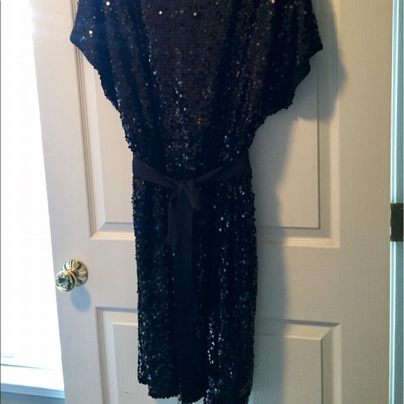 Gorgeous Black Sequin DKNY Cocktail Dress 2X 💖✨👗 - Picture 4 of 8