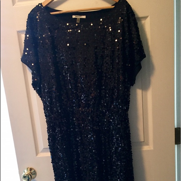 Gorgeous Black Sequin DKNY Cocktail Dress 2X 💖✨👗 - Picture 5 of 8