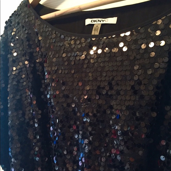 Gorgeous Black Sequin DKNY Cocktail Dress 2X 💖✨👗 - Picture 7 of 8