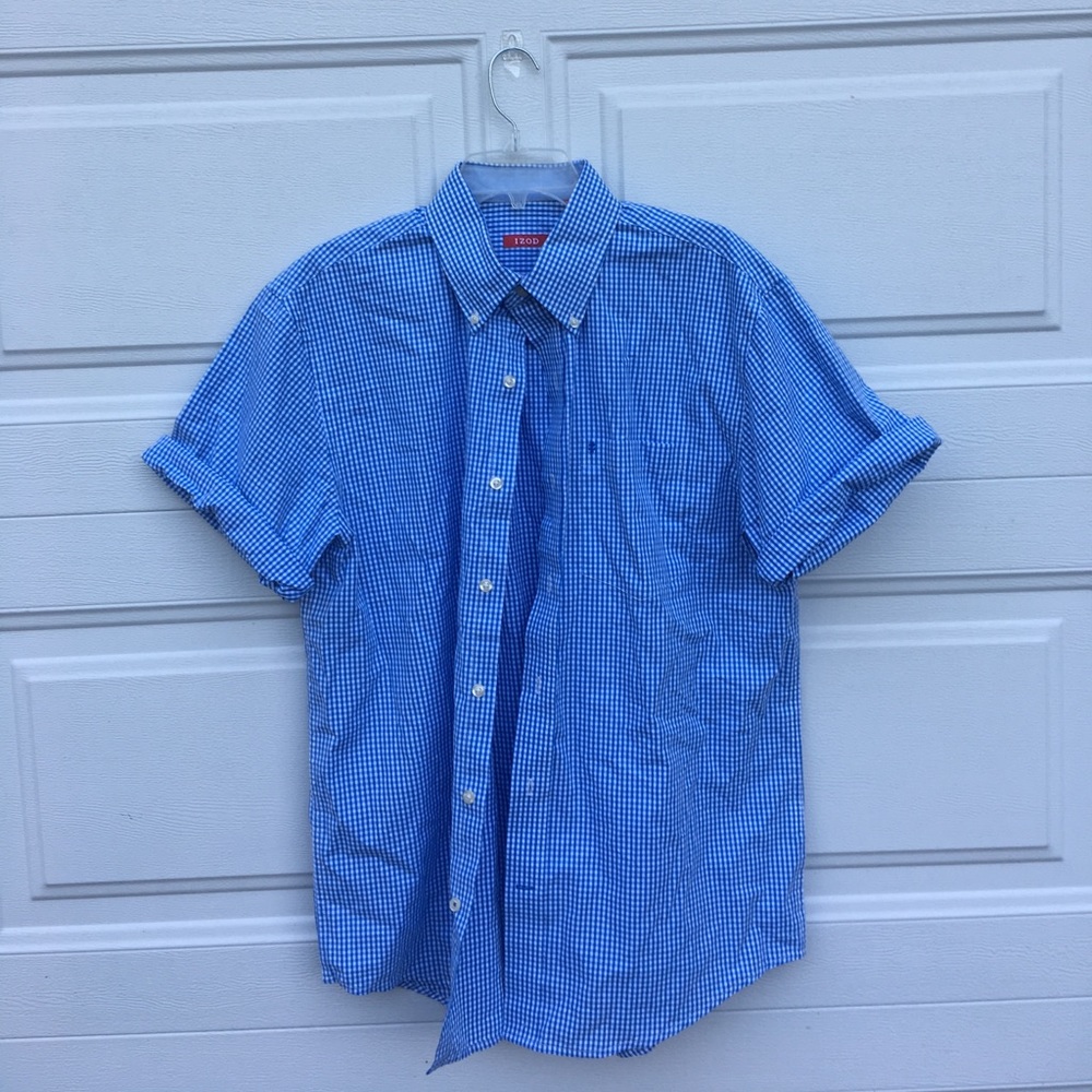 MENS Blue Gingham button up shirt!