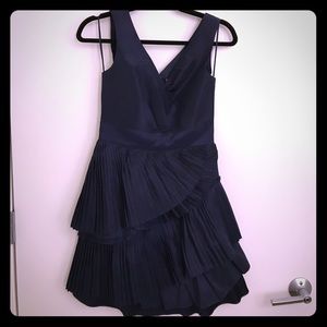 Max and Cleo ruffle taffeta navy cocktail dress