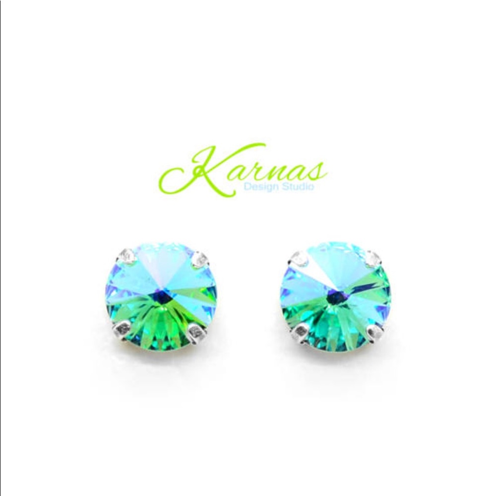 LIGHT TURQUOISE GLACIER 12mm Crystal Studs