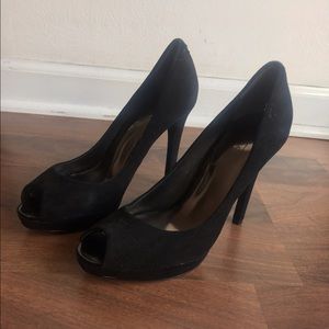 Black Coach Peep Toe Heels