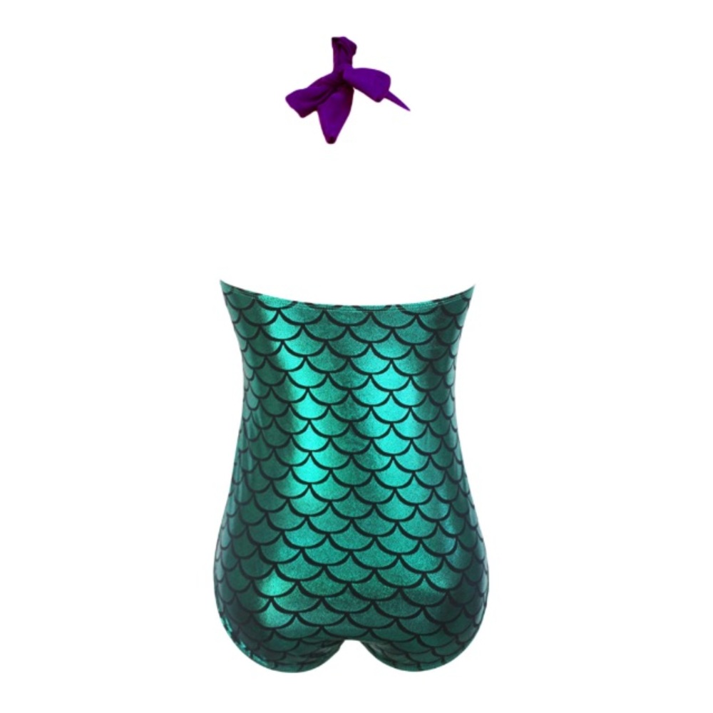 Trendy Purple Metallic One Piece Mermaid Swimsuit - Picture 3 of 4