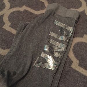 Super soft VS pants with "PINK" written in sparkle