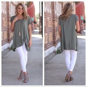 Olive Side Knot Tunic