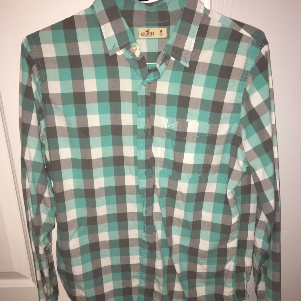 Aqua Plaid Button Down