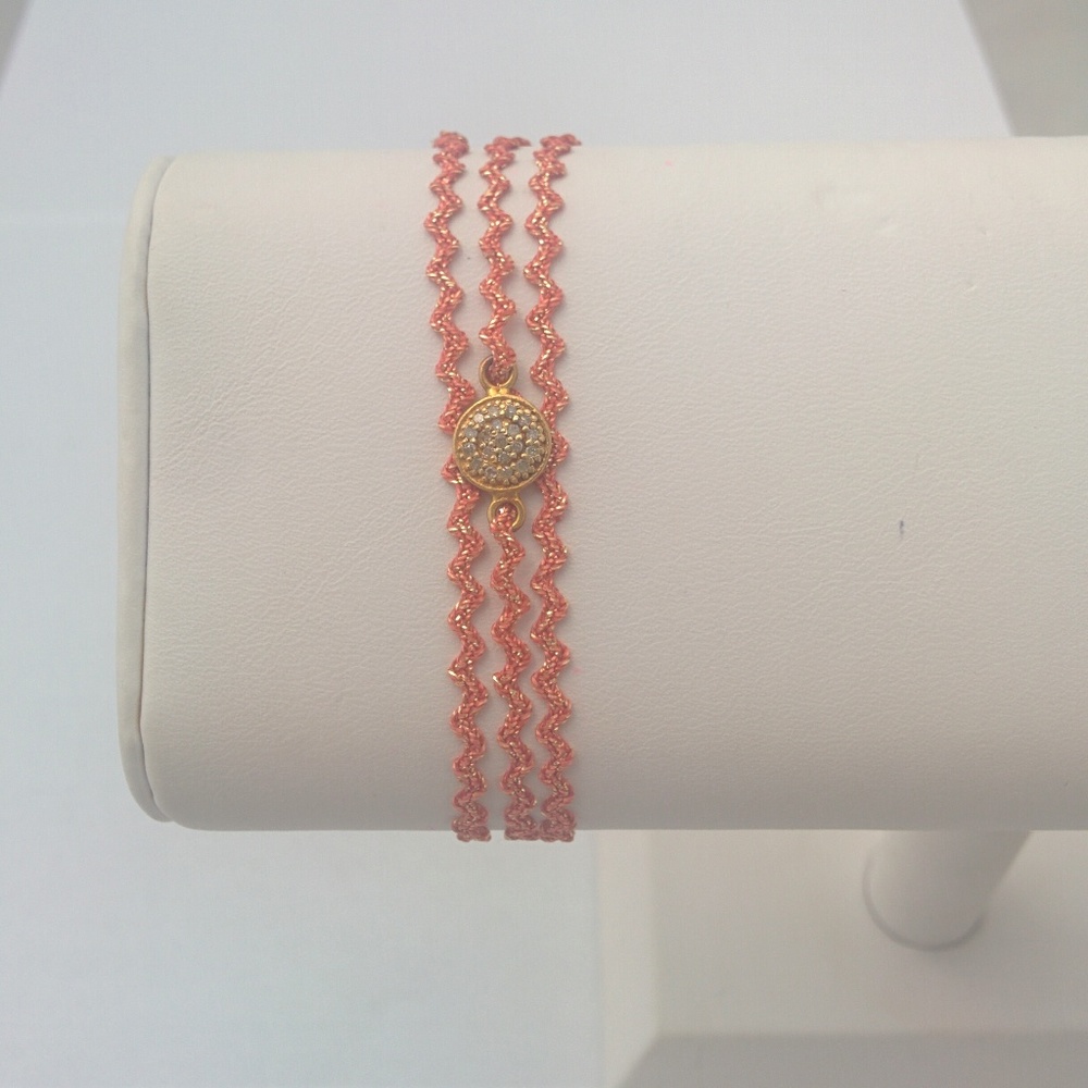 Gold Paved Diamond Center Double Wrap Bracelet