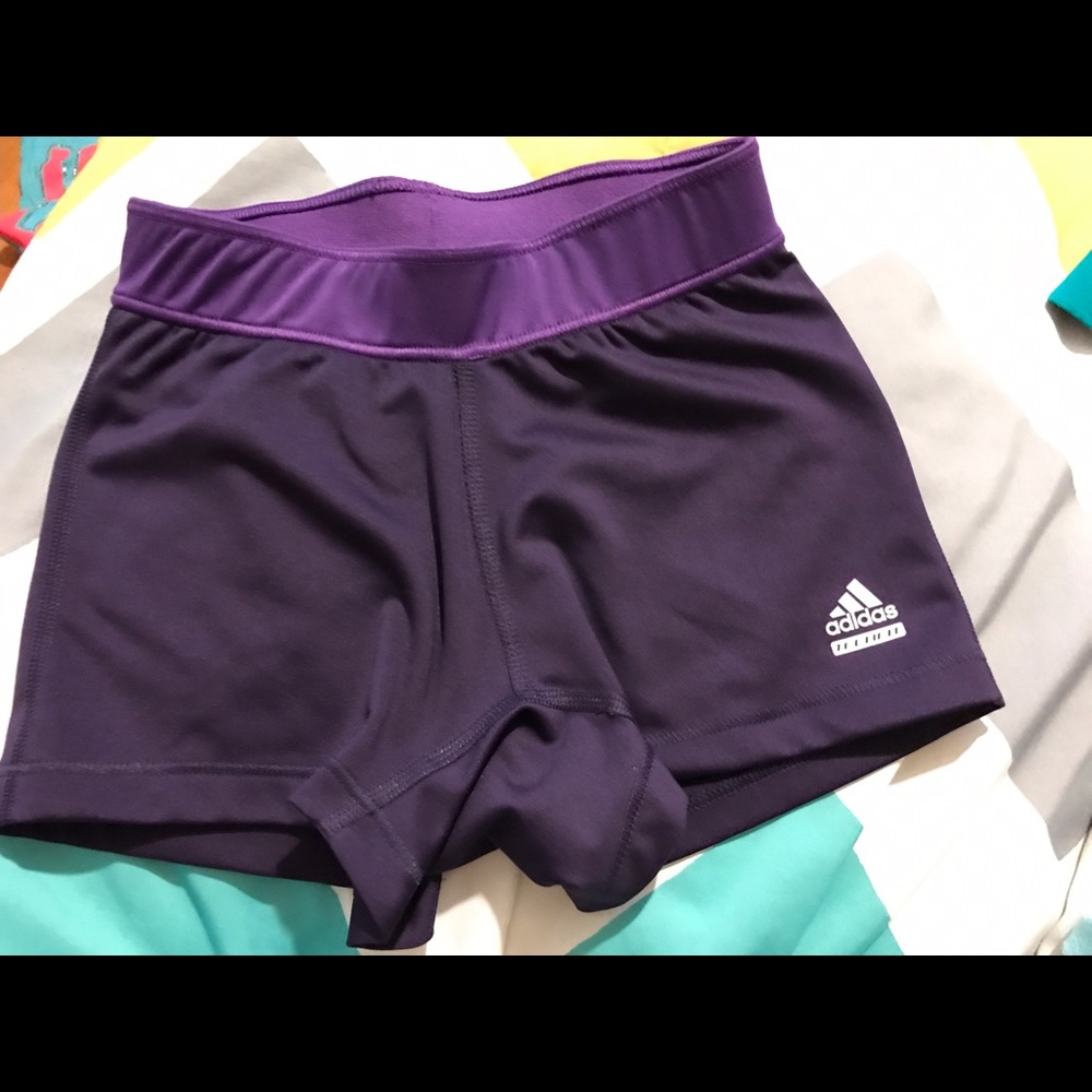 Girls purple adidas tech fit Spandex Shorts
