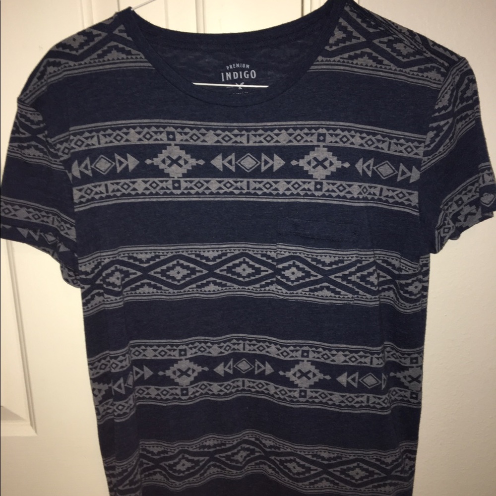 NWOT Indigo Dyed Tribal Print Shirt