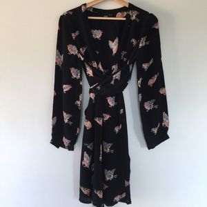 Wrap Dress With Cute Bird Print